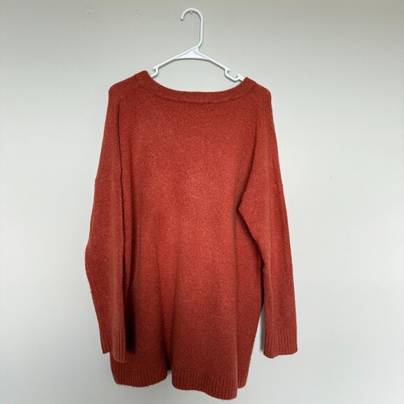 French Connection Womens Wool Sweater Medium Orange V Neck Capsule Oversized - Picture 5 of 5